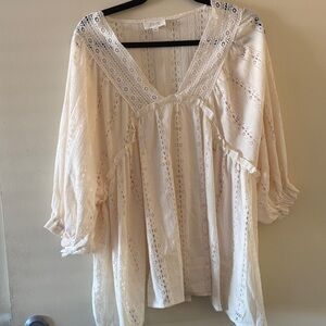 ODDY Cream Eyelet Women's Blouse